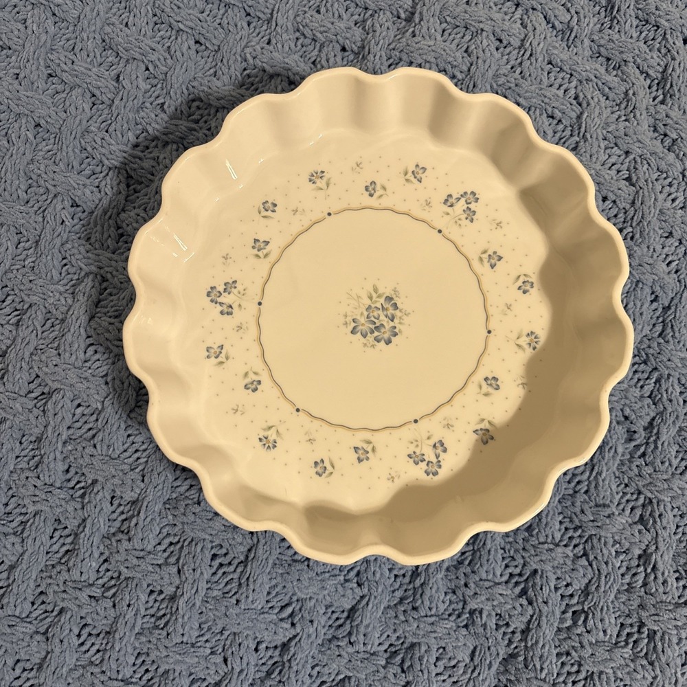 Provence - Fine Porcelain by Shafford - Blue Floral Pie Dish - Vintage